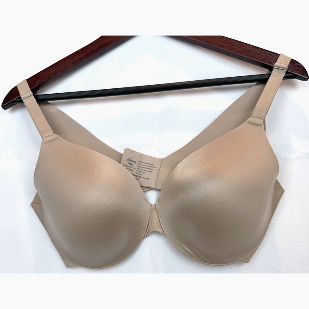 Soma Tan Nude Vanishing Back Full Coverage Contour Underwire Bra 34DD